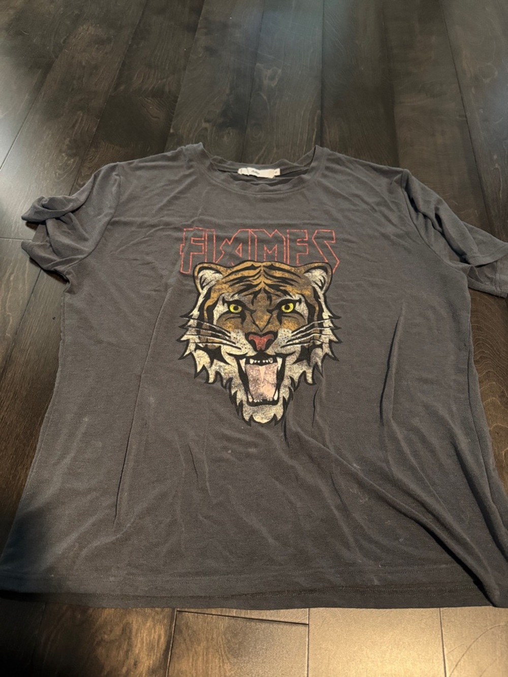 Adika Black Graphic Tiger Tee with Red Accent